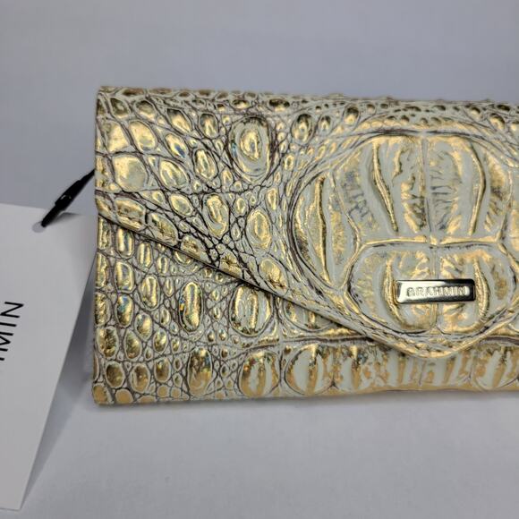 BRAHMIN Veronica Hologram Melbourne Gold Wallet Genuine Leather Iridescent NWT - Picture 3 of 12